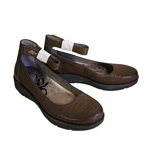 OTBT Dark Dune Scamper Leather Ankle Strap Low Wedge Comfort Shoes Womens 6 New